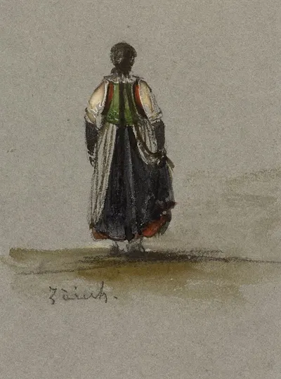 Etude de costume féminin zurichois by Рене Маржолин, 1833 — digital art print download