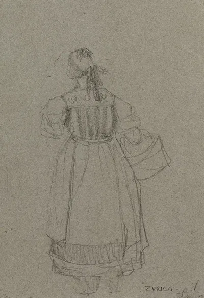 Etude de costume féminin zurichois by Рене Маржолин, 1833 — digital art print download