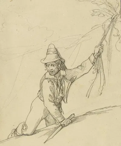 Etude d'homme s'agrippant aux branches d'un arbre by Рене Маржолин — digital art print download