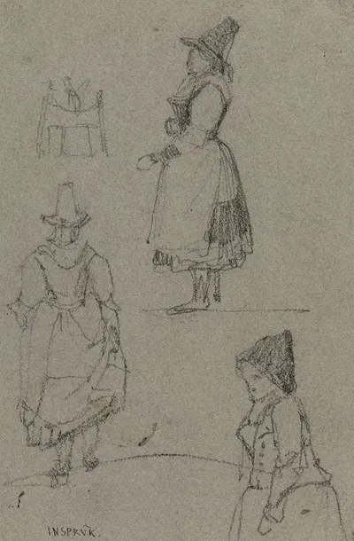 Trois études de costumes féminins by Рене Маржолин — digital art print download