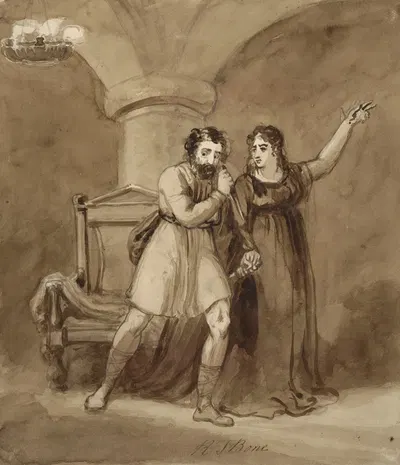 Macbeth and Lady Macbeth, after the murder of Duncan by Robert Trewick Bone — digital art print download