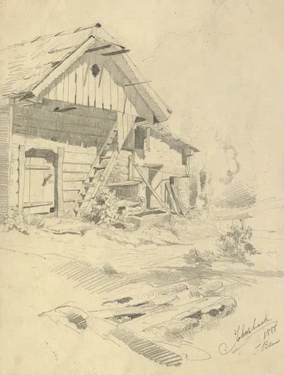 Bauernhaus in Johnsbach by Тина Блау, 1888 — digital art print download