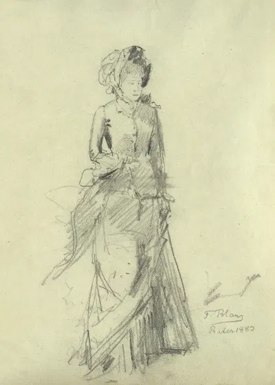 Dame im Prater (Studie zum Praterbild im Belvedere) by Тина Блау, 1889 — digital art print download