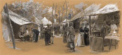 Bazar im 'Aschanti'-Dorf by Wilhelm Gause, 1897 — digital art print download