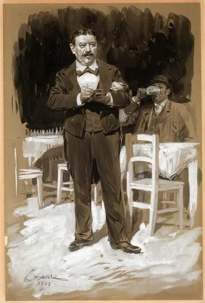 Zahlkellner in einem Praterwirtshaus by Wilhelm Gause, 1902 — digital art print download
