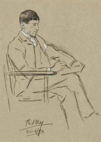 Phil May sketching by Уильям Ротенштейн — digital art print download