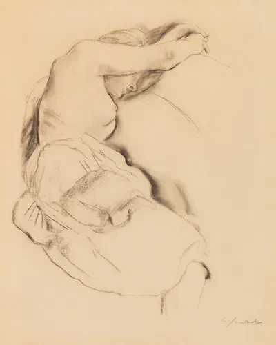 Kauernder Frauenakt by Вилли Яекель, 1928 — digital art print download