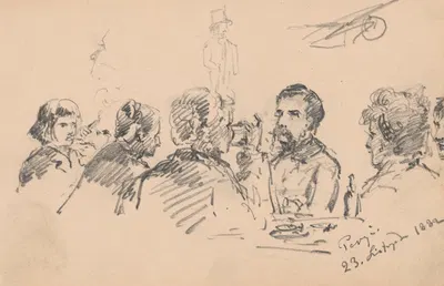 Spotkanie towarzyskie przy stole by Anna Bilińska-Bohdanowicz, 1882 — digital art print download