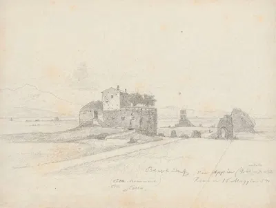 Ancient ruins by Via Appia by Arthur Blaschnik, 1854 — digital art print download