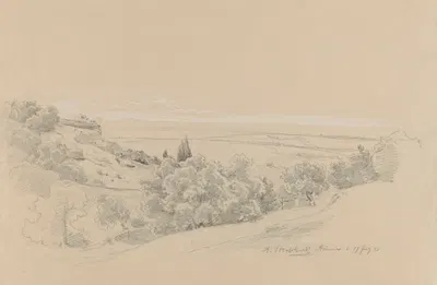 Landscape in the Vicinity of Ariccia by Arthur Blaschnik, 1855 — digital art print download