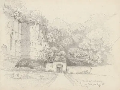 Monastery cemetery in Palazzuolo on Lake Albano by Arthur Blaschnik, 1855 — digital art print download