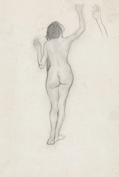 Nude woman turned back by Jan Rembowski — digital art print download