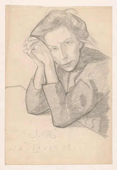 Portrait of the artist’s wife by Jan Rembowski, 1908 — digital art print download