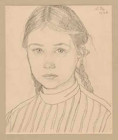 Portret dziewczynki by Jan Rembowski, 1908 — digital art print download