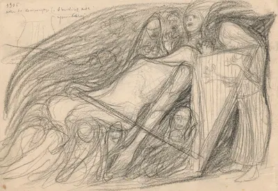 Sketches for the composition “On a stormy night…”, on both sides by Jan Rembowski, 1905 — digital art print download