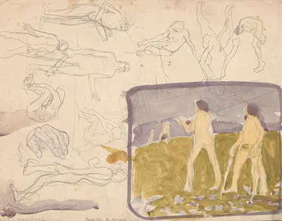 Sketches of figures for the composition “The Fight”, on both sides by Jan Rembowski — digital art print download