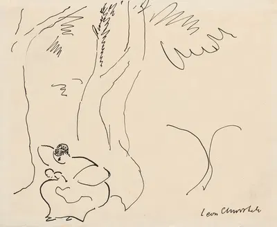 Woman sitting under a tree by Leon Chwistek — digital art print download
