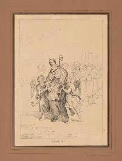 Saint Bogumilus [Blessed Bogumilus Led by Angels] by Адриан Глебоцкий, 1860 — digital art print download