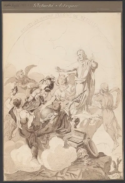 Temptation of Christ in the Desert by Адриан Глебоцкий, 1857 — digital art print download