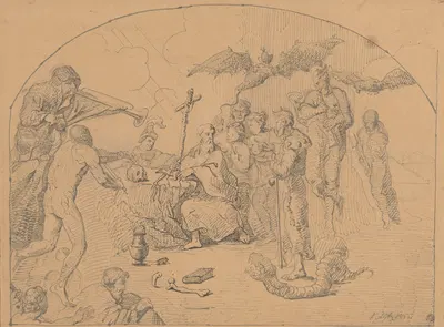 Temptation of St Anthony by Adrian Głębocki, 1855 — digital art print download