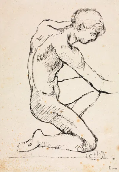 Study of a Male Nude by Аристида Маййоль, c. 1907 — digital art print download
