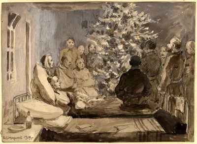 Christmas Tree at a Field Hospital near Irkutsk during the Russo-Japanese War. by Борис Васильевич Смирнов, 1904 — digital…