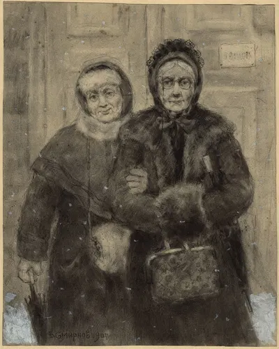 Irkutsk Noble Women, School Friends. by Борис Васильевич Смирнов, 1904 — digital art print download