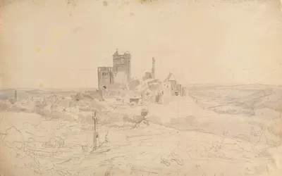 Greifenstein Castle in Westerwald, study for a painting by Христиан Бреслауэр, 1835 — digital art print download
