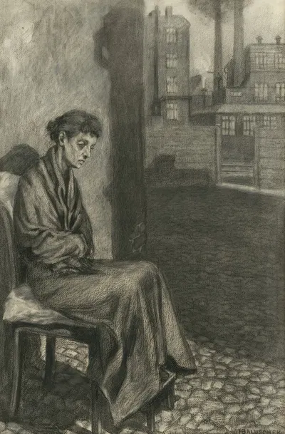 Die Schwindsüchtige. Aus dem Zyklus 'Opfer' by Ганс Балушек, 1906 — digital art print download