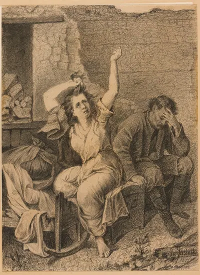 Victims of a fire, study for a painting by Ignacy Jasiński, 1877 — digital art print download