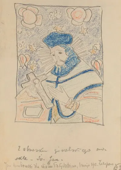 Św. Jan Nepomucen, wg malowidła na szkle z Podhala by Jan Rembowski, 1912 — digital art print download