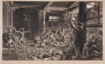 Sketch for the painting 'The Return of Odysseus' by Józef Mehoffer, 1890 — digital art print download