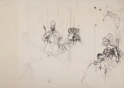 Studia figuralne do kompozycji 'Świetność Czech' by Józef Mehoffer, 1891 — digital art print download
