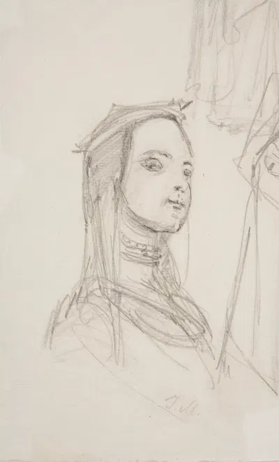 Study of a woman in historical costume by Józef Mehoffer, 1891 — digital art print download