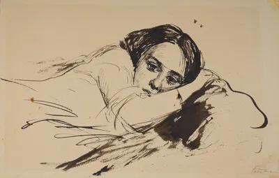 Portrait of a Reclining Woman, Depicted en Face by Юлиан Фалат, 1900-1906 — digital art print download