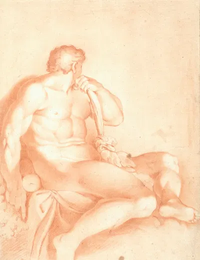 Study of a male nude after a figure from a fresco by Michelangelo by Ксаверий Ян Каневский — digital art print download