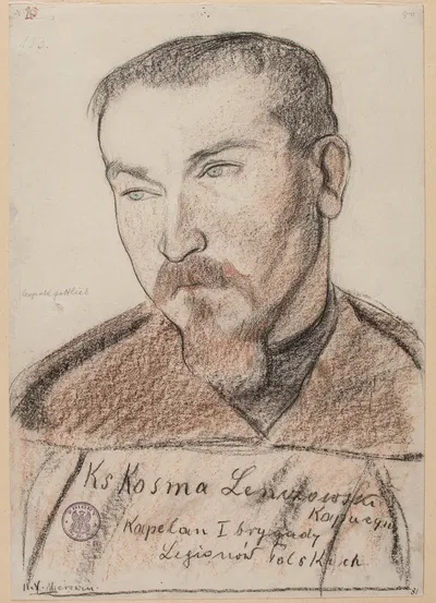 Karol Kosma Lenczowski, kapucyn, kapelan 1 pułku piechoty I Brygady Legionów Polskich by Leopold Gottlieb, 1915 — digital…