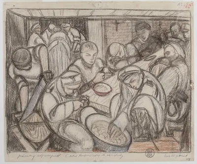 Pierwszy odpoczynek (szkic kompozycyjny do akwaforty) by Леопольд Готлиб, 1915 — digital art print download