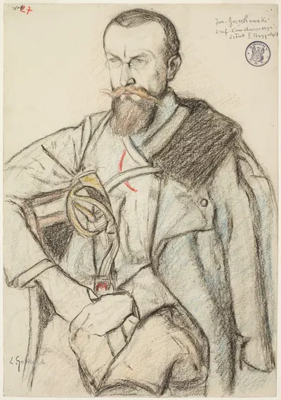 Portret Jana Gorzechowskiego, ps. 'Jur', porucznika żandarmerii Legionów Polskich by Леопольд Готлиб, 1915 — digital art…