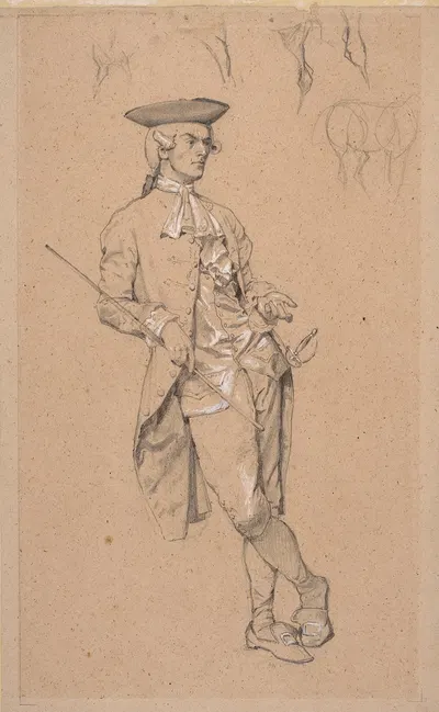 Study of a figure in 18th century costume for the painting “Tarło’s duel” by Максимилиан Гиеримский, 1869 — digital art…