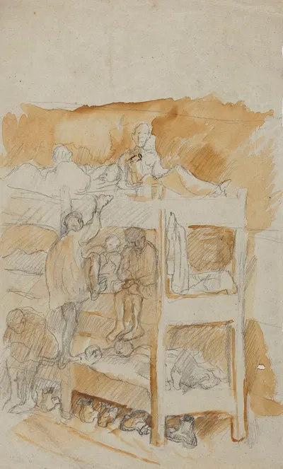 Prycze obozowe w Sztutthofie by Марек Влодзиньский, 1945 — digital art print download