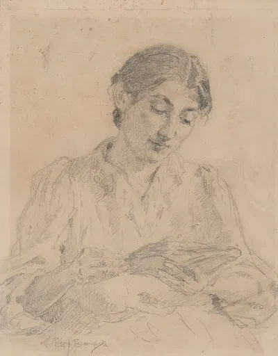 Woman Reading a Book by Maria Klass-Kazanowska — digital art print download