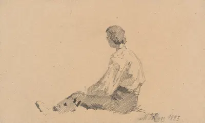 Young Man Sitting on the Ground by Мария Класс-Казановская, 1883 — digital art print download