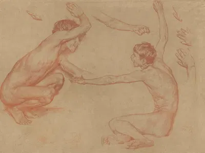 Two studies of boy nudes and studies of hands by Отто Грейнер, 1892 — digital art print download
