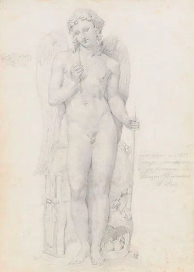 Amor checking an arrow, tracing of a sculpture from 1823 by Рафаł Хадзевич, 1831 — digital art print download
