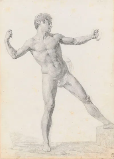 Study of male nude by Рафаł Хадзевич, 1831 — digital art print download