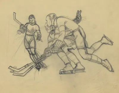 Trois joueurs de hockey by René Vincent — digital art print download