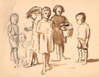 Group of children by Albert Van Dyck — digital art print download