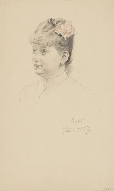 Weibliche Porträtstudie by Антон фон Вернер, 1887 — digital art print download