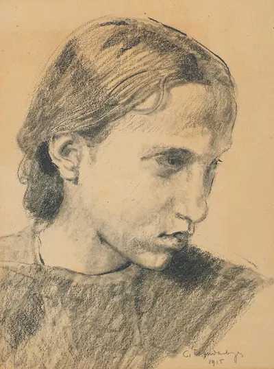 Portrait eines jungen Mädchens by Кристиан Ланденбергер, 1915 — digital art print download